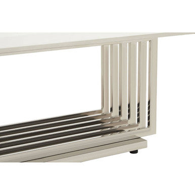 Moda Ivory Marble Effect Coffee Table with Silver Finish Base