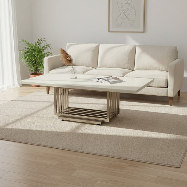 Moda Ivory Marble Effect Coffee Table with Silver Finish Base