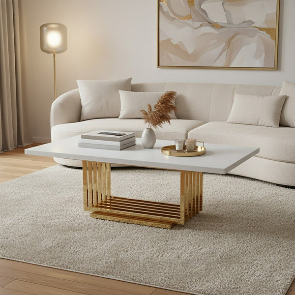 Moda Ivory Marble Effect Coffee Table with Gold Finish Base