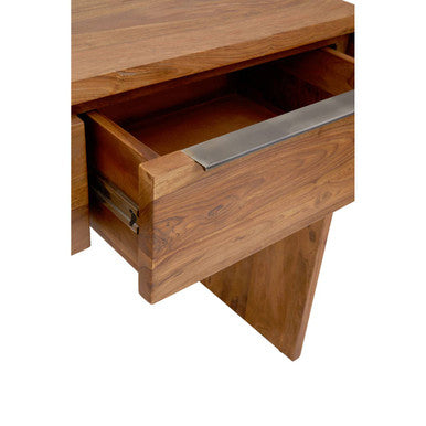 Brown Sheesham and Acacia Wood Console Table with Two Storage Drawers | Surati