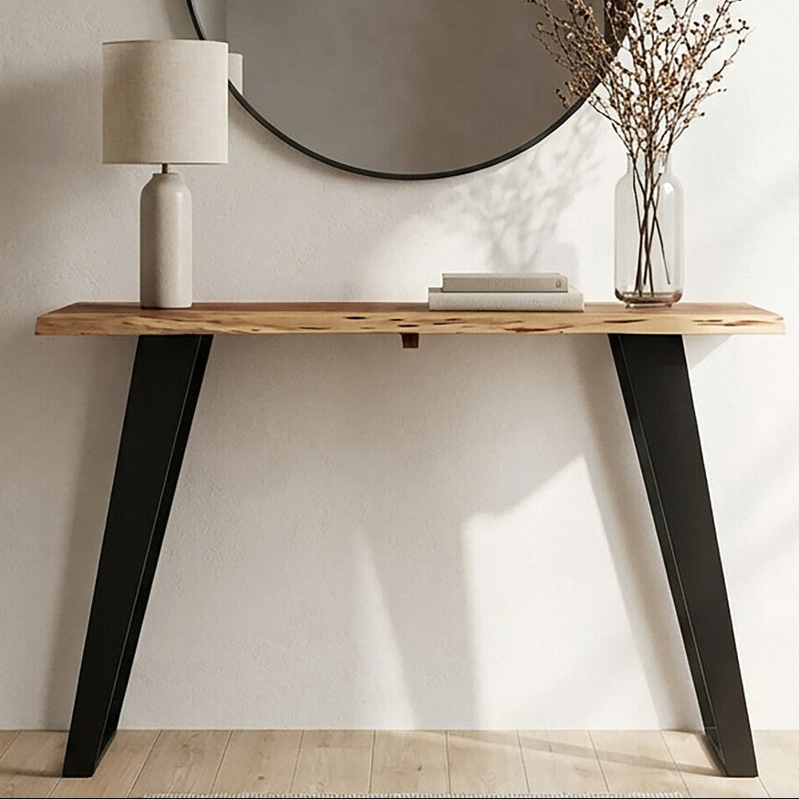 Surax Natural Acacia Wood Live Edge Console Table