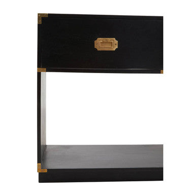 Black Mango Wood 2-Drawer Console Table with Gold-Tone Handles | Sarter