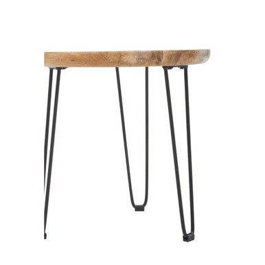 Natural Mango Wood Small Side Table with Black Iron Legs | Boho