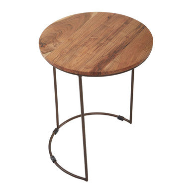 Boho Natural Acacia Wood and Metal Set of 3 Nesting Tables