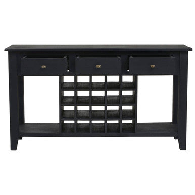 Fusion Black Mango Wood Console Table with Wine Storage