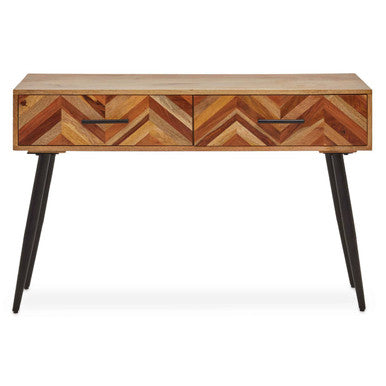 Boho Natural Mango Wood 2 Drawer Console Table