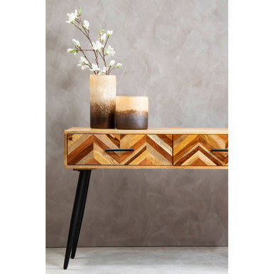 Boho Natural Mango Wood 2 Drawer Console Table