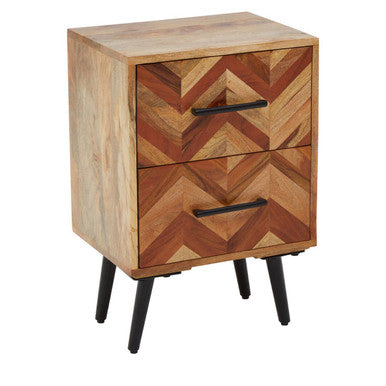 Boho Natural Mango Wood 2 Drawer Bedside Table