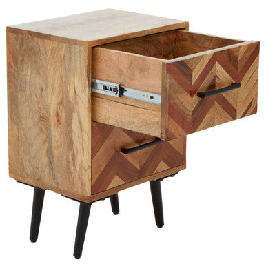 Boho Natural Mango Wood 2 Drawer Bedside Table