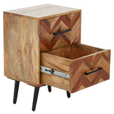 Boho Natural Mango Wood 2 Drawer Bedside Table