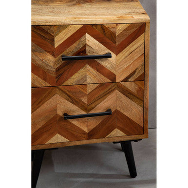 Boho Natural Mango Wood 2 Drawer Bedside Table