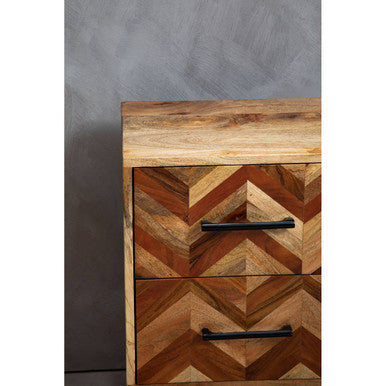 Boho Natural Mango Wood 2 Drawer Bedside Table