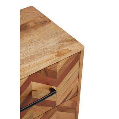 Boho Natural Mango Wood 2 Drawer Bedside Table