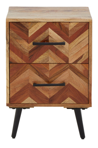 Boho Natural Mango Wood 2 Drawer Bedside Table