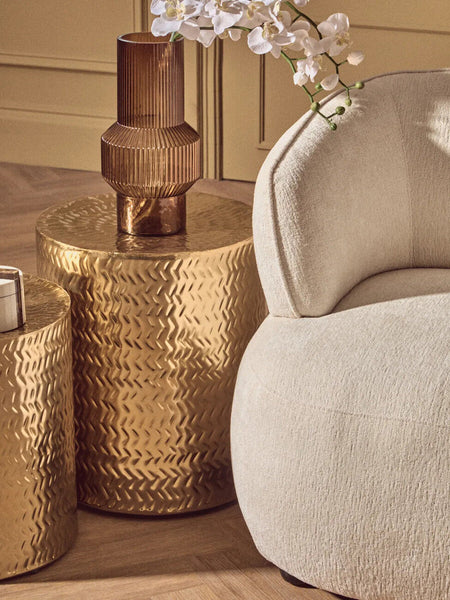 Templar Gold Finish Set of 2 Side Tables and Stools