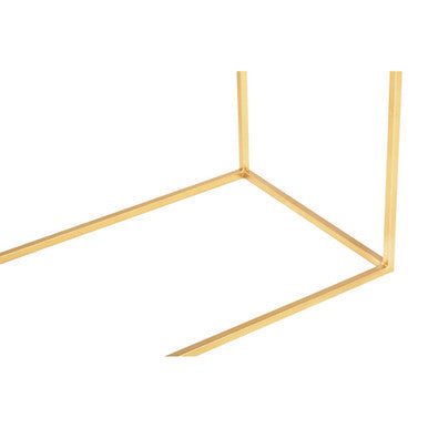Gold Finish Metal Console Table with White Marble Rectangular Top | Templar