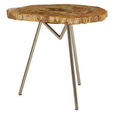 Relic Natural Petrified Wood Side Table with Live Edge