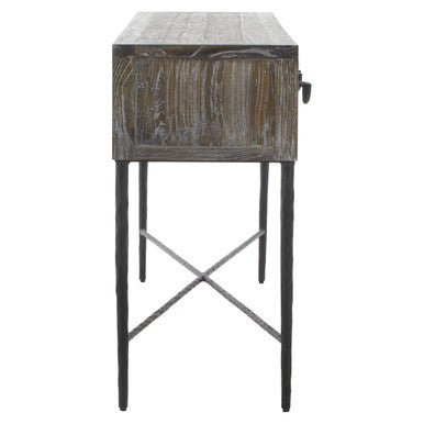 Milan Grey Recycled Elm Wood 4 Drawer Console Table