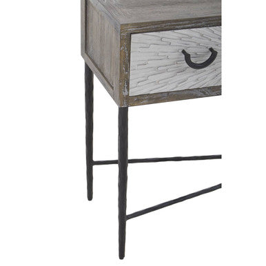 Milan Grey Recycled Elm Wood 4 Drawer Console Table