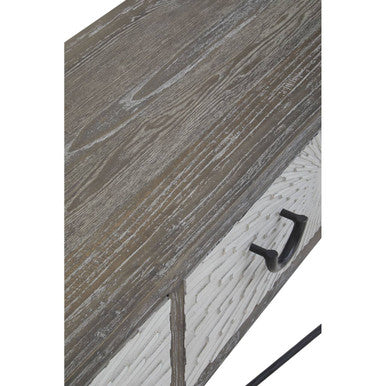 Milan Grey Recycled Elm Wood 4 Drawer Console Table