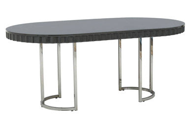 Genoa Grey High Gloss Finish Oval Dining Table
