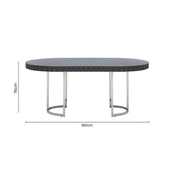 Genoa Grey High Gloss Finish Oval Dining Table