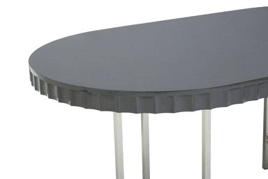 Genoa Grey High Gloss Finish Oval Dining Table