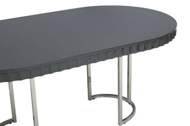 Genoa Grey High Gloss Finish Oval Dining Table
