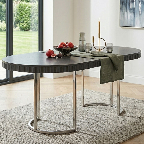 Genoa Grey High Gloss Finish Oval Dining Table