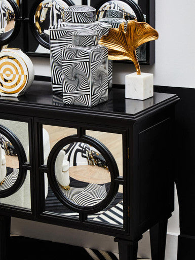 Telese Black Finish Mirrored Sideboard