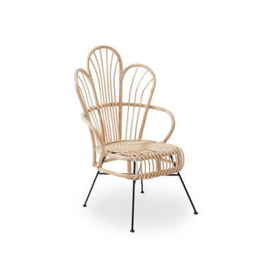 Java Natural Rattan And Black Metal Back Chair