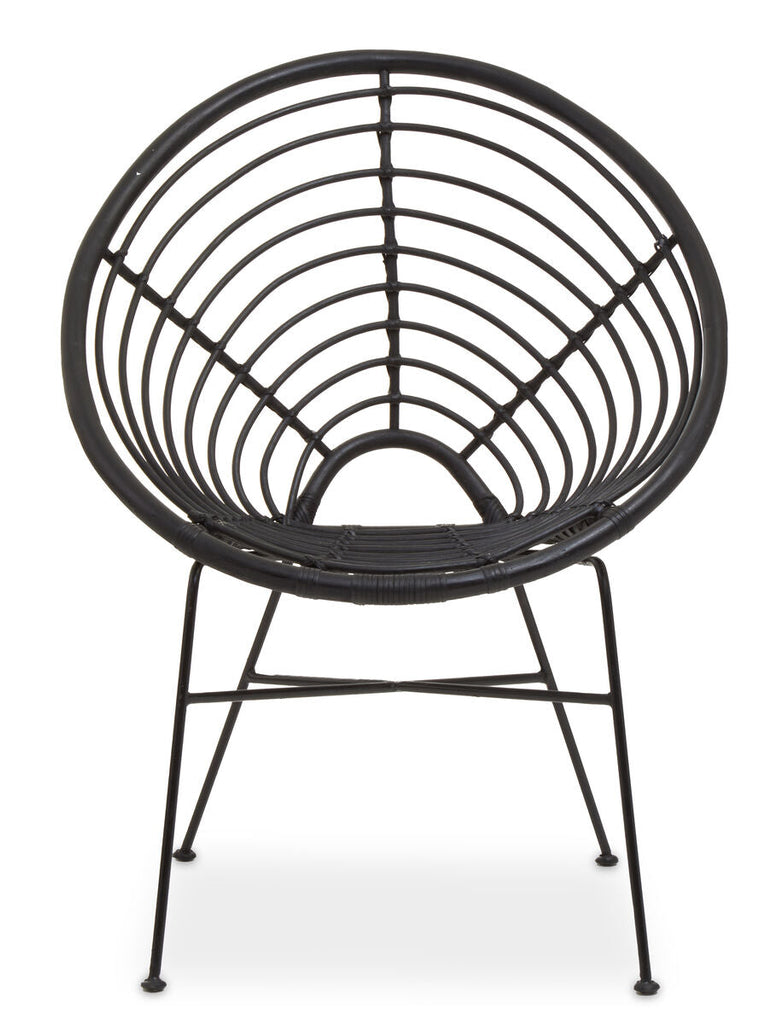 Java Black Natural Rattan Round Chair