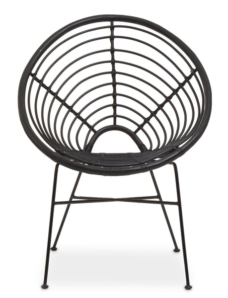 Java Black Natural Rattan Round Chair