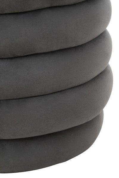 Graphite Velvet Round Footstool | Helen