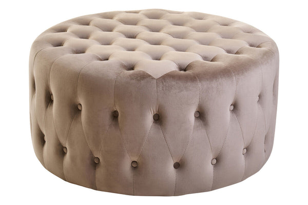 Haley Mink Velvet Round Tufted Footstool