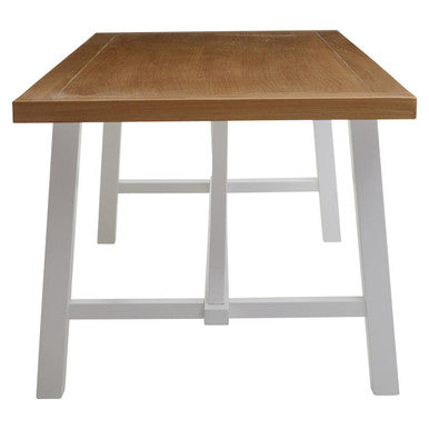 Natural Reclaimed Oak and Birch Wood Rectangular Dining Table with White Painted Base | Parkside