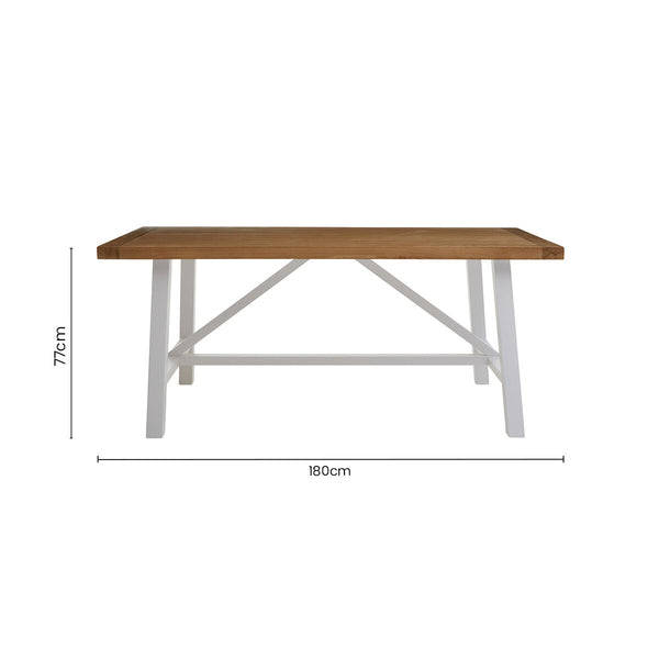 Natural Reclaimed Oak and Birch Wood Rectangular Dining Table with White Painted Base | Parkside