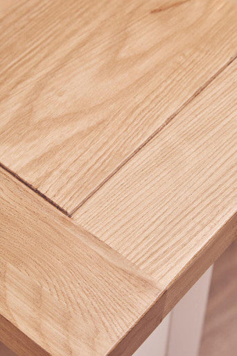 Natural Reclaimed Oak and Birch Wood Rectangular Dining Table with White Painted Base | Parkside