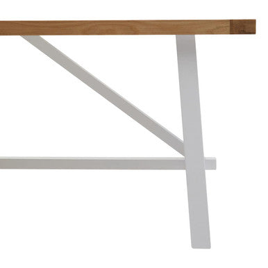 Natural Reclaimed Oak and Birch Wood Rectangular Dining Table with White Painted Base | Parkside