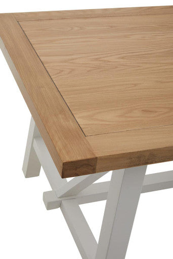 Natural Reclaimed Oak and Birch Wood Rectangular Dining Table with White Painted Base | Parkside
