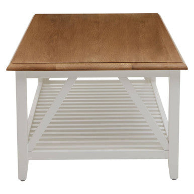 Brown Natural Oak and Birch Wood Rectangular Coffee Table with White Frame | Parkside