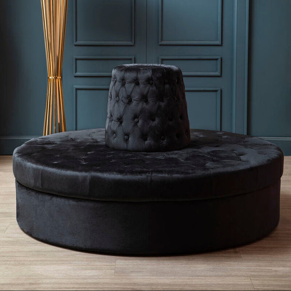 Black Velvet Modular Round Sofa, Hartford