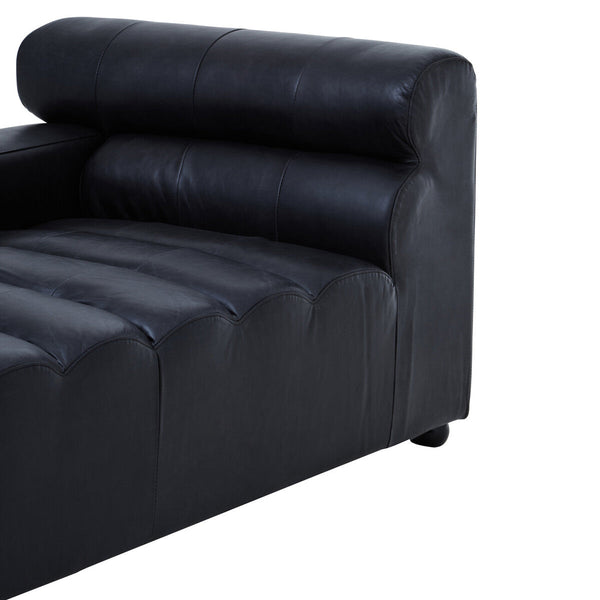 King Antique Black Left Arm Leather Modular Chaise Sofa