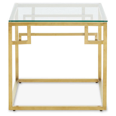 Allure Gold Finish Side Table with Tempered Glass Top