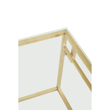 Allure Gold Finish Side Table with Tempered Glass Top