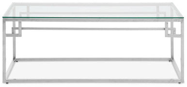 Allure Silver Finish Coffee Table with Tempered Glass Top