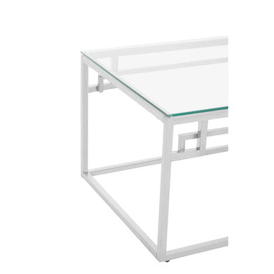 Allure Silver Finish Coffee Table with Tempered Glass Top