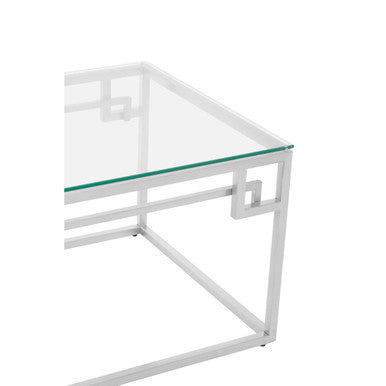 Allure Silver Finish Coffee Table with Tempered Glass Top