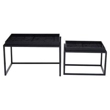 Celina Black and Gold Agate Effect Set of 2 Nesting Tray Tables