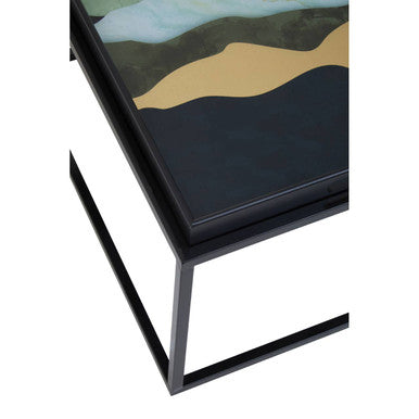 Celina Multi Coloured Brushstroke Design Set of 2 Nesting Tray Tables